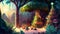 Fairytale landscape with christmas ornament in the fantasy jungle land