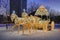 Fairytale Light Horses with a Carriage in Winter Twilight