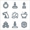 fairytale line icons. linear set. quality vector line set such as middle ages, sword, carriage, potion, high heels, dragon, candle