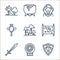 fairytale line icons. linear set. quality vector line set such as shield, magic ball, sword, map, mushroom, mirror, riding hood,