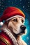 Fairytale magic dog with Santa hat