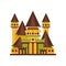 Fairytale medieval castle with towers vector Illustration on a white background
