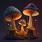 Fairytale mushrooms magic forest mystical illustration