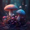 Fairytale mushrooms magic forest mystical illustration