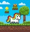 Fairytale Pixel Game, Unicorn Superhero Vector