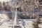 Fairytale snowy landscape with snow-covered bridge