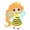 Fairytale sweetheart Princess bee, cartoon girl.