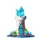 Fairytale tower with blue crystals