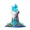 Fairytale tower with blue crystals