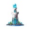 Fairytale tower with blue crystals