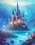 fairytale underwater castle in surrealistic style