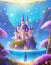 fairytale underwater castle in surrealistic style