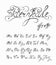 Fairytale, Vector hand drawn calligraphic font. Handmade calligraphy tattoo alphabet. Quote text. ABC. English lettering