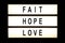 Fait hope love hanging light box