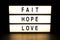 Fait hope love light box sign board