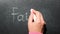 Faith - hand write word on blackboard, religion and christianity concept