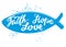 Faith, hope, love the quote on the background of the heart, calligraphic text symbol of Christianity hand drawn vector