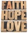 Faith, hope and love typography