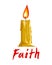 Faith symbolized by a candle vector illustration, hope and belief concept, religion Christianity