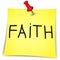 Faith word on pinned yellow piece of paper