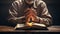 Faithful Devotion, Man Praying to God with the Bible on the Table, Generative AI
