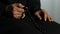 Faithful muslim woman counting prayers by rosary in hand, religious meditation