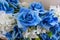 fake blue textile roses bouquet