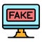 Fake computer news icon color outline vector