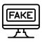 Fake computer news icon, outline style