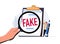 Fake document, wrong information verification or fake news inspection, fraud and illegal reports concept, smart.