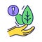 Fake eco brand color line icon. Brands that claim to be environmentally friendly but are not really. Pictogram for web page,