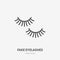Fake eyelashes flat line icon. Beauty care sign, illustration of closed eyes with black mascara. Thin linear logo for