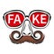 Fake face mask with glasses and mustache icon. Person hiding true face. Incognito, spreading false info, deception. Flat vector