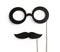 Fake glasses and mustaches on sticks