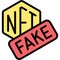 Fake icon, NFT related vector illustration