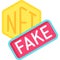 Fake icon, NFT related vector illustration