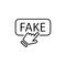 Fake information line icon. Propaganda conspiracy sign. Web wrong truth symbol. Quality design element. Linear style