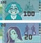 Fake Money Grandma 100 and Girl 20 vector