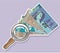Fake Money Under Magnifying glass Vector