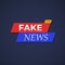 Fake news banner with live yellow label