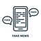 Fake News on Mobile Phone Line Icon. Disinformation Concept. Hoax, Fake, False on Smartphone Linear Pictogram. Message