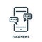 Fake News on Mobile Phone Line Icon. Hoax, Fake, False on Smartphone Linear Pictogram. Message with Misinformation