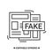 Fake news. Newspaper pages with fake label thin line vector illustration