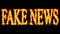 Fake news text word concept burning on black background