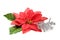 Fake poinsettia with silver branch