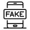 Fake smartphone news icon, outline style