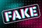 Fake. Spreading fake news concept. Hoax on the internet and social media. Untruth information spread. Poster in the style of