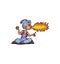 fakir cartoon character releases fire from his mouth illustration