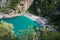 Fakistra beach in Greece. Rocky cliffs and clear turquoise sea