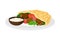 Falafel as National Street Food of Israel Served on Plate with Sauce Vector Illustration